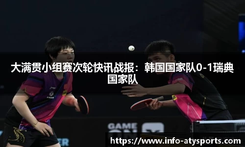 大满贯小组赛次轮快讯战报：韩国国家队0-1瑞典国家队